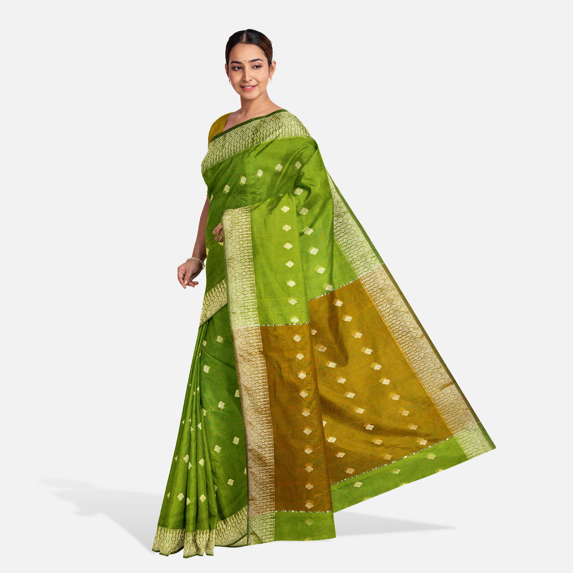 Neon Green Half Silk Saree